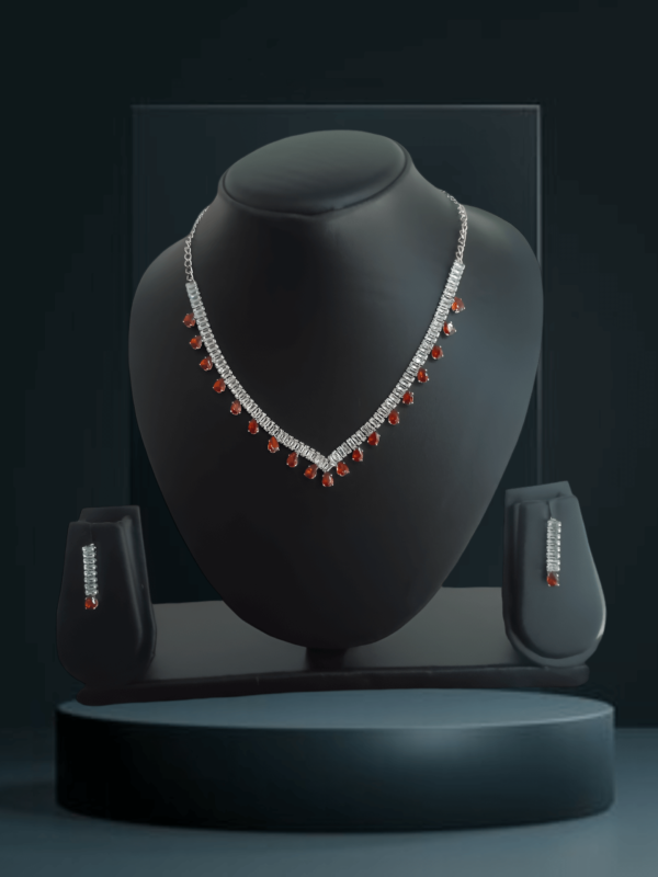 2 line Maroon and white Nacklace with Kundan American Dimond