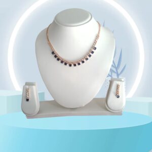 Blue and white Nacklace with Kundan American Dimond