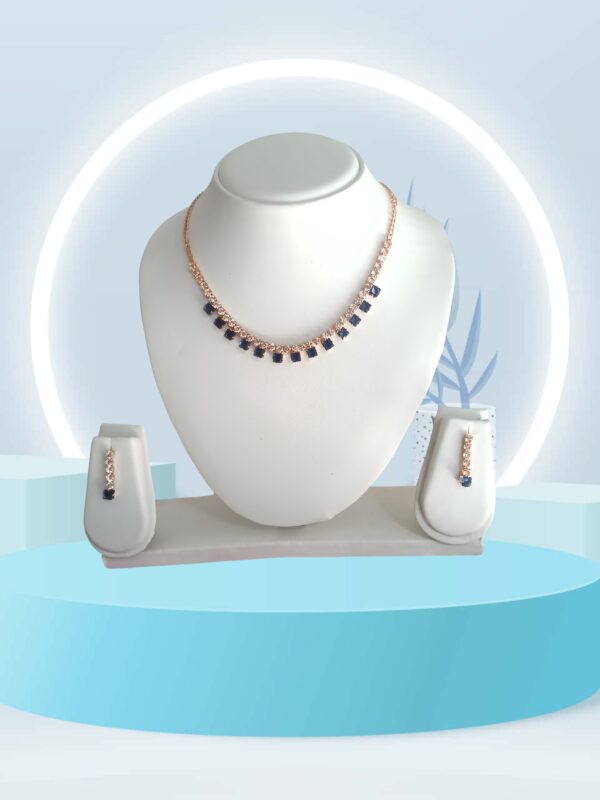 Blue and white Nacklace with Kundan American Dimond