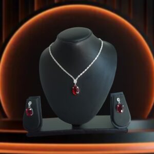 Maroon and white Nacklace with Kundan American Dimond