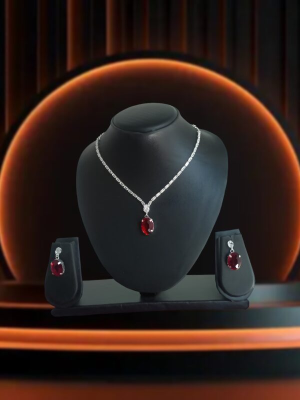 Maroon and white Nacklace with Kundan American Dimond
